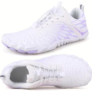 imageHike Barefoot Shoes Women Men Minimalist Wide Toe Box Footwear Zero Drop Athletic CrossTrainer Fashion SneakersA8  WhitePurple