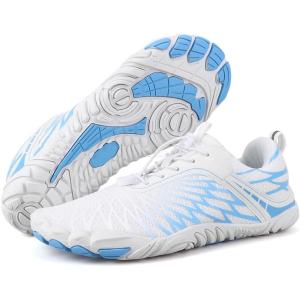 imageHike Barefoot Shoes Womens Mens Breathable ampamp NonSlip Water Shoes Wide Toe Box Zero Drop Minimalist FootwearD12d  WhiteLight Blue