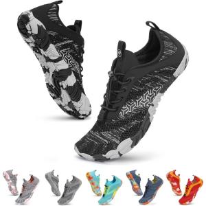 imageHiGropcore Barefoot Shoes Women Men Hike Minimalist Shoes Wide Toe Box Zero Drop Grounded Footwear for Hiking Walking Daily WearA  Black
