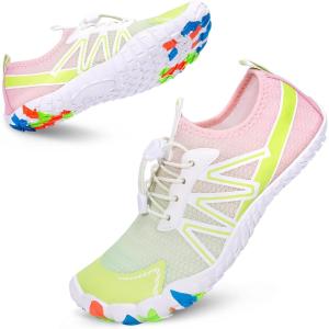 imageWater Shoes for Women Men QuickDry Barefoot Shoes Breathable Aqua Socks for Swim Beach River Pool Lake Hiking Surfing KayakingB4  GreenPink