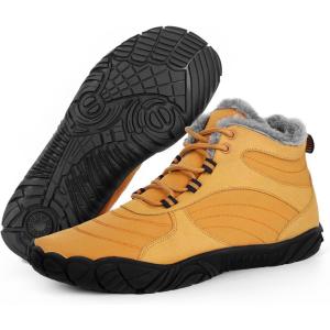 imageHiGropcore Barefoot Boots Womens Mens Fur Lined Winter Barefoot Shoes Waterproof Snow Boots Minimalist Wide Toe Box Warm Ankle BootiesSb04  Yellow