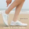 imageHiGropcore Water Shoes Men Women Barefoot Wide Toe Box Beach Shoes Quick Dry Breathable Swim Aqua Socks with DrainageWt08 White Blue