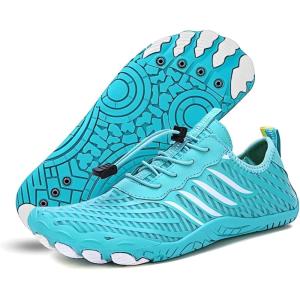 imageHiGropcore Water Shoes Men Women Barefoot Wide Toe Box Beach Shoes Quick Dry Breathable Swim Aqua Socks with DrainageWt04 Blue