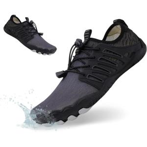 imageHiGropcore Water Shoes Men Women Barefoot Wide Toe Box Beach Shoes Quick Dry Breathable Swim Aqua Socks with DrainageWt09 Black