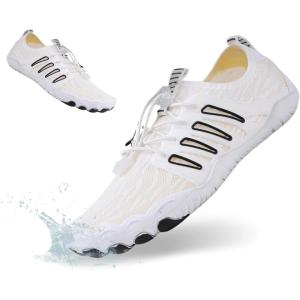 imageHiGropcore Water Shoes Men Women Barefoot Wide Toe Box Beach Shoes Quick Dry Breathable Swim Aqua Socks with DrainageWt10 White