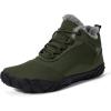 imageHiGropcore Barefoot Boots Women Men Fur Lined Winter Barefoot Shoes WaterRepellent Hiking Snow Boots Minimalist Wide Toe Box Ankle BootiesSa04  Green