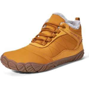 imageHiGropcore Barefoot Boots Women Men Fur Lined Winter Barefoot Shoes WaterRepellent Hiking Snow Boots Minimalist Wide Toe Box Ankle BootiesSa03  Yellow