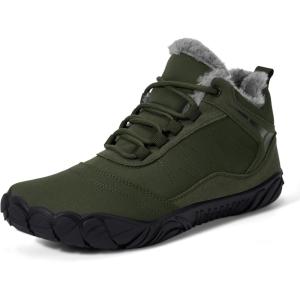 imageHiGropcore Barefoot Boots Women Men Fur Lined Winter Barefoot Shoes WaterRepellent Hiking Snow Boots Minimalist Wide Toe Box Ankle BootiesSa04  Green