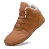 imageHiGropcore Barefoot Snow Boots for Women Men Warm Fur Lined Water Repellent Winter Barefoot Shoes Wide Toe Box Lightweight Outdoor Ankle BootsH2  Brown