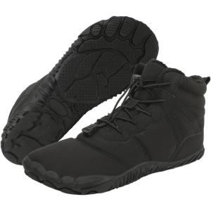 imageHiGropcore Barefoot Snow Boots for Women Men Warm Fur Lined Water Repellent Winter Barefoot Shoes Wide Toe Box Lightweight Outdoor Ankle BootsE1  Black