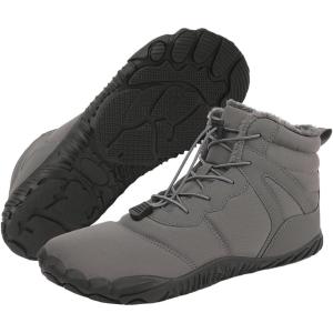 imageHiGropcore Barefoot Snow Boots for Women Men Warm Fur Lined Water Repellent Winter Barefoot Shoes Wide Toe Box Lightweight Outdoor Ankle BootsE2  Grey