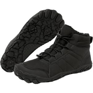 imageHiGropcore Barefoot Snow Boots for Women Men Warm Fur Lined Water Repellent Winter Barefoot Shoes Wide Toe Box Lightweight Outdoor Ankle BootsG1  Black