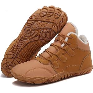 imageHiGropcore Barefoot Snow Boots for Women Men Warm Fur Lined Water Repellent Winter Barefoot Shoes Wide Toe Box Lightweight Outdoor Ankle BootsH2  Brown