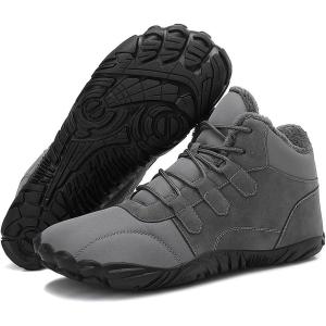 imageHiGropcore Barefoot Snow Boots for Women Men Warm Fur Lined Water Repellent Winter Barefoot Shoes Wide Toe Box Lightweight Outdoor Ankle BootsH3  Grey