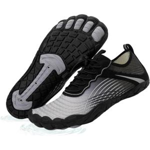 imageHike Barefoot Shoes Womens Mens Breathable ampamp NonSlip Water Shoes Wide Toe Box Zero Drop Minimalist FootwearD04c  Black Grey