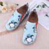 image:imageWomens Art Painted Casual Loafers Extra Wide Slipon Diabetic Shoes for Women Comfortable Canvas Arch Support Walking ShoesA12  Skating Penguin