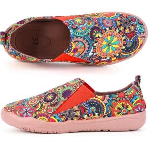 image:imageWomens Art Painted Casual Loafers Extra Wide Slipon Diabetic Shoes for Women Comfortable Canvas Arch Support Walking ShoesA01  Bohemia