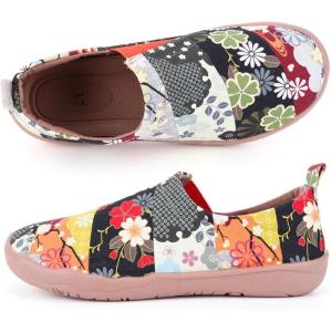 image:imageWomens Art Painted Casual Loafers Extra Wide Slipon Diabetic Shoes for Women Comfortable Canvas Arch Support Walking ShoesA03  Clover