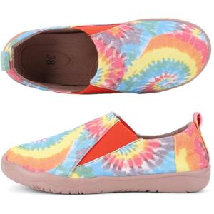 image:imageWomens Art Painted Casual Loafers Extra Wide Slipon Diabetic Shoes for Women Comfortable Canvas Arch Support Walking ShoesA07  Watercolor