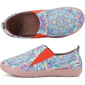 image:imageWomens Art Painted Casual Loafers Extra Wide Slipon Diabetic Shoes for Women Comfortable Canvas Arch Support Walking ShoesA08  Kaleidoscope