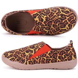 image:imageWomens Art Painted Casual Loafers Extra Wide Slipon Diabetic Shoes for Women Comfortable Canvas Arch Support Walking ShoesA09  Leopard