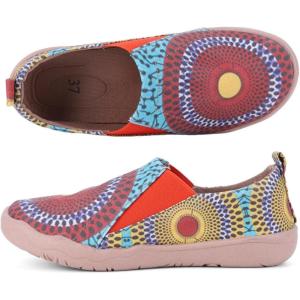 image:imageWomens Art Painted Casual Loafers Extra Wide Slipon Diabetic Shoes for Women Comfortable Canvas Arch Support Walking ShoesA10  Red Round Spots