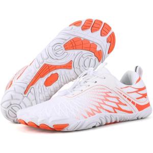 image:imageHike Barefoot Shoes Womens Mens Minimalist Footwear Wide Toe Box Zero Drop Hiking Shoes Lightweight Breathable SneakersXb07  White  Orange