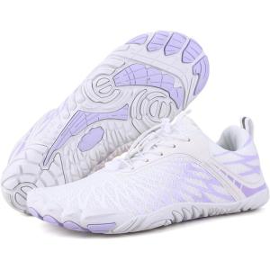 image:imageHike Barefoot Shoes Womens Mens Minimalist Footwear Wide Toe Box Zero Drop Hiking Shoes Lightweight Breathable SneakersXb08  White  Purple